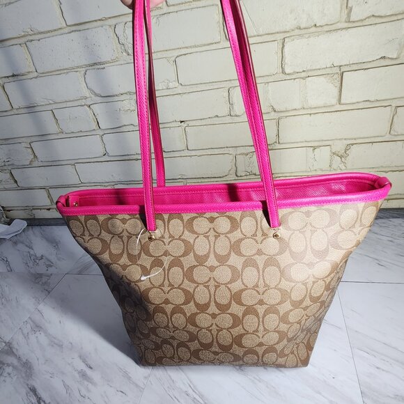 Nwot Coach Signature C's Khaki Shoulder Bag Purse - Picture 4 of 13